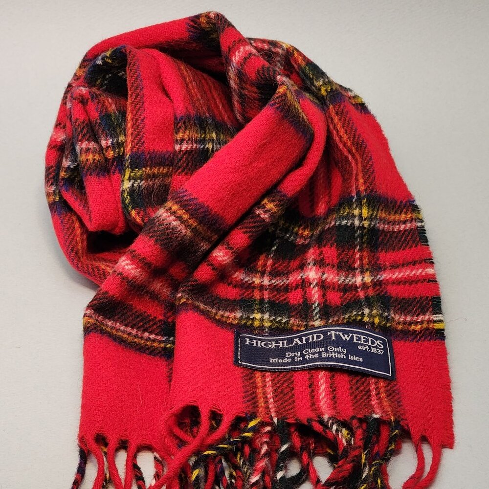 Royal Stewart Tartan Plaid 100% Merino Wool Scarf